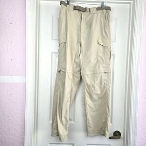 Columbia Mens Titanium Convertible Zip Off Pants With Belt Khaki Size M Hiking